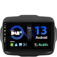 SXAUTO — iebūvēts DAB — Android 12 IPS automašīnas radio, piemērots Jeep Renegade (2015-2018) — iebūvēts Carplay/Android Car/DSP — LED kamera + MIC — 4G + 64G — AHD 360 kamera SWC ātras palaišanas WiFi - 2 DIN 9