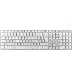 KeySonic Apple Mac USB-C USB vadu alumīnija tastatūra ar baltiem taustiņiem MacOS Flat