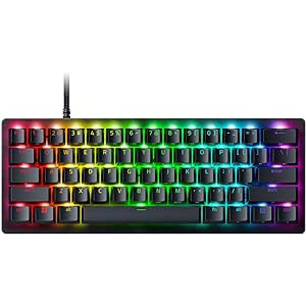 Razer Huntsman V3 Pro Mini - analogā optiskā E-Sport-Tastatur im 60% Format (Digital Drehregler & Steuerungstaste, Texturierte Doubleshot-PBT-Tastenkappen) US-Layout | Švarcs