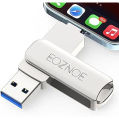 EOZNOE Flash Drive, skirtas iPhone, 32 GB, 3 in 1 atminties kortelė iPhone, išorinė atmintis, skirta daugiau nuotraukų ir vaizdo įrašų saugoti, USB 3.0 Photo Stick, suderinama su iPhone / iPad / Android / PC.