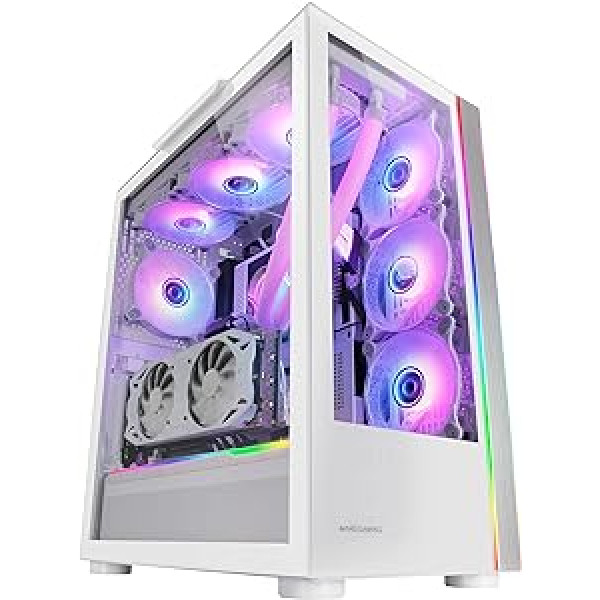 Mars Gaming MC-Ultra XXL E-ATX Custom Gaming Case, White, Dual ARGB LED Strips, Dual Tempered Glass Window, Dual Vertical Chamber Structure