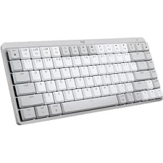 Logitech MX Mechanical Mini operētājsistēmai Mac, bezvadu tastatūra ar apgaismojumu, plakanie taustiņi, taustes klusie taustiņi, fona apgaismojums, Bluetooth, USB-C, Apple, iPad, ASV QWERTY — gaiši pelēks