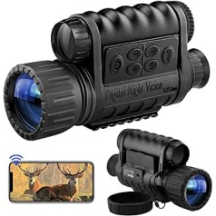 Bestguarder WiFi Night Vision Monocular 350.5 m in Full Dark Infrared Camera Telescope 12MP Photo Video 5X Digital Zoom 6X Lens Smartphone iOS/Android Night Equipment for Hunting Camp Travel