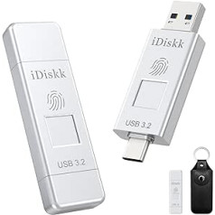 iDiskk 128 GB 500 MB/s pirkstu nospiedumu šifrēšana Īpaši ātrs SSD zibatmiņas disks Photo Stick tālruņiem iPhone 15/15 Plus/15 Pro/15 Pro Max, USB-C iPad, MacBook, klēpjdatoriem, Android un personālajiem datoriem, ar