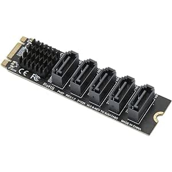 Dpofirs M2 PCIe B atslēga uz 5 X SATA 6G adaptera karti, iekšējā 5 portu SATA 6 GB/s M.2 B atslēgas adaptera karte operētājsistēmai OS X, operētājsistēmai Linux, Windows