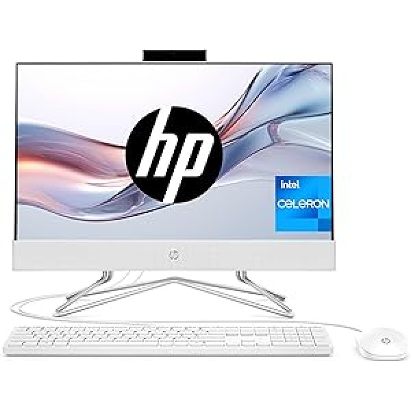 HP All-in-One 22-dd2001ss 21,5 collu Full HD viss vienā dators Intel Celeron J4025 8GB RAM 256GB SSD Intel UHD 600 Grafika Nav operētājsistēmu Balts — spāņu QWERTY tastatūra