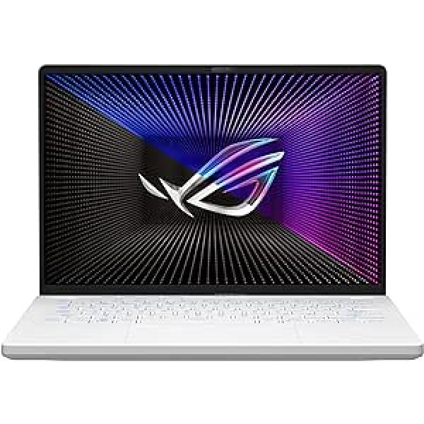 ASUS ROG Zephyrus G14 spēļu klēpjdators, 14 collu QHD+ 165Hz/3ms pretatspīduma displejs, AMD R9 7940HS, 32 GB RAM, 1 TB SSD, NVIDIA RTX 4080, Windows 11, QWERTZ tastatūra, Moonlight White, Mini LED versija