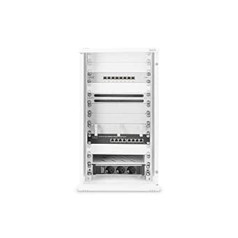 DIGITUS 10-Inch Set - Network Cabinet 12U Grey - Shelf - Power Strip - 8-Port Patch Panel - 8-Port Gigabit Switch