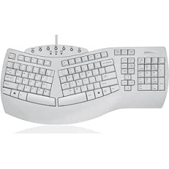 Perixx PERIBOARD-512W Periboard-512 Ergonomiska Dalīta tastatūra - Dabīgs Ergonomisks Dizains - Balts - Liela izmēra 48 x 24 x 4 cm, ASV angļu izkārtojums