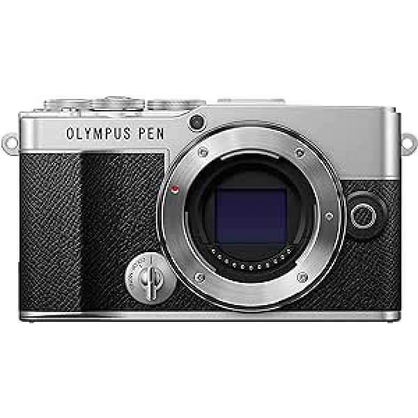 Olympus Pen E-P7 mikro četru trešdaļu sistēmas kamera, 20 MP sensors, 5 asu attēla stabilizācija, noliekts un augstas izšķirtspējas LCD ekrāns, 4K video, Wi-Fi, krāsu un vienkrāsas profila vadība, sudraba krāsa