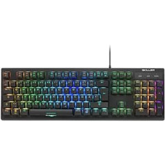 Sharkoon Skiller SGK30 Red — mehāniskā spēļu tastatūra ar RGB apgaismojumu, sarkanu slēdzi, N-taustiņas apgāšanās ātrumu, 1000 Hz aptauju ātrumu — (angļu valodas izkārtojums netiek garantēts)