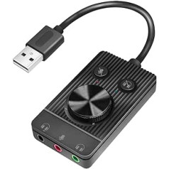 LogiLink USB 2.0 audio adapteris ar skaļuma kontroli, 3 x 3,5 mm ligzdas savienotāji (TRS/TRRS)