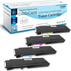 4 Packs Compatible Toner Cartridge for Xerox VersaLink C400 C400V C400N C400DN C405 C405V C405N C405DN Printer, High Yield 10500 Pages for BK, 8000 Pages for C M Y