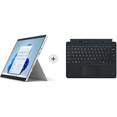 Microsoft Surface Pro 8, 13 collu 2 in-1 planšetdators (Intel Core i7, 16 GB RAM, 256 GB SSD, Win 11 Home) Platīna pelēka Microsoft Surface Pro paraksta tastatūra komplektā ar melnu plānu pildspalvu 2, melnu