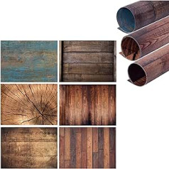 Selens 3 Pieces 6 Pattern Background Paper Background 56 x 89 cm 2 in 1 Wood Tree Grain Texture Kit Food Photography Photo Studio for Flat Table Top Product Props Jewellery Cosmetics