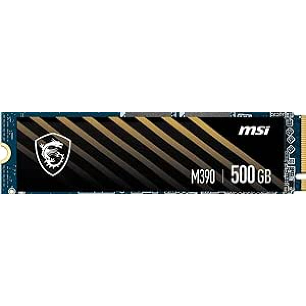 MSI SPATIUM M390 NVMe M.2 500 GB SSD (Gen3x4, 1,4, izmēri 80,0 x 22,0 x 2,15, lasīšanas ātrums 3300 MB/s, rakstīšanas ātrums 2300 MB/s), S78-440K070-P83, 0