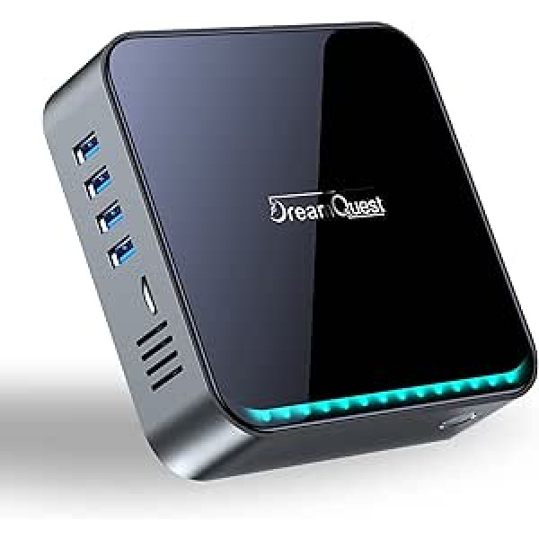 DreamQuest Mini dators ar iepriekš instalētu operētājsistēmu Windows 11 Pro, Intel 12th Gen N95 (līdz 3,4 GHz) 16 GB RAM 512 GB M.2 SSD, USB 3.2, BT4.2, WiFi 5, 4k HDMI, Gigabit Ports for Business Home Office