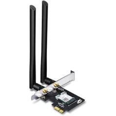 TP-Link Archer T5E AC1200 WiFi 5 WLAN PCIe tīkla karte ar Bluetooth 4.2 (867Mbps 5GHz, 300Mbps 2,4GHz, 2 noņemamas antenas, piemērota operētājsistēmai Windows 11/10/8.1/8/7)