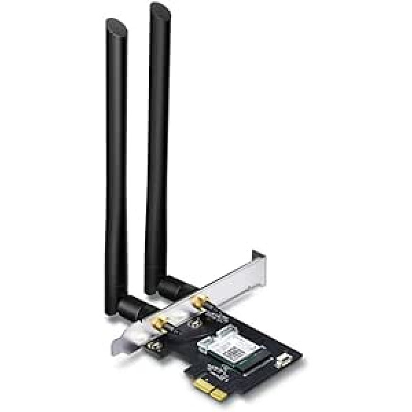 TP-Link Archer T5E AC1200 WiFi 5 WLAN PCIe tinklo plokštė su Bluetooth 4.2 (867Mbps 5GHz, 300Mbps 2.4GHz, 2 nuimamos antenos, tinka Windows 11/10/8.1/8/7)