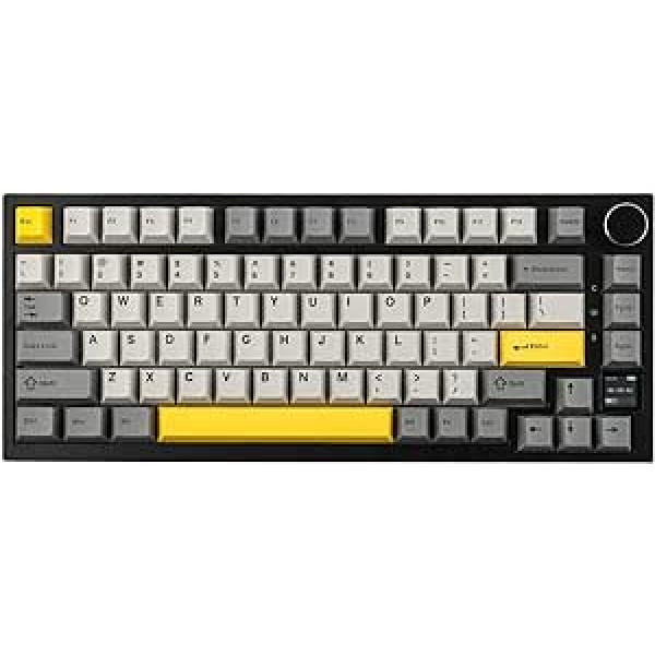 EPOMAKER Ajazz AK820 Pro blīves mehāniskā tastatūra ar vadu/Bluetooth/bezvadu, TFT ekrāns, apgaismots RGB, skaņu absorbējošas putas priekš Win/Mac/PC (pelēks, Ajazz Flying Fish Switch)