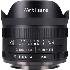 7Artisans 7.5mm F2.8 II APS-C Fisheye for Fujifilm Fuji X-A1, X-A2, X-at, X-M1, XM2, X-T1, X-T2, X-T10, X-Pro1, X- E1, X-E2