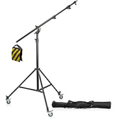 Bresser F001609 BR LB300 Lamp Tripod Photo Studio with Swivel Arm and Wheels Black