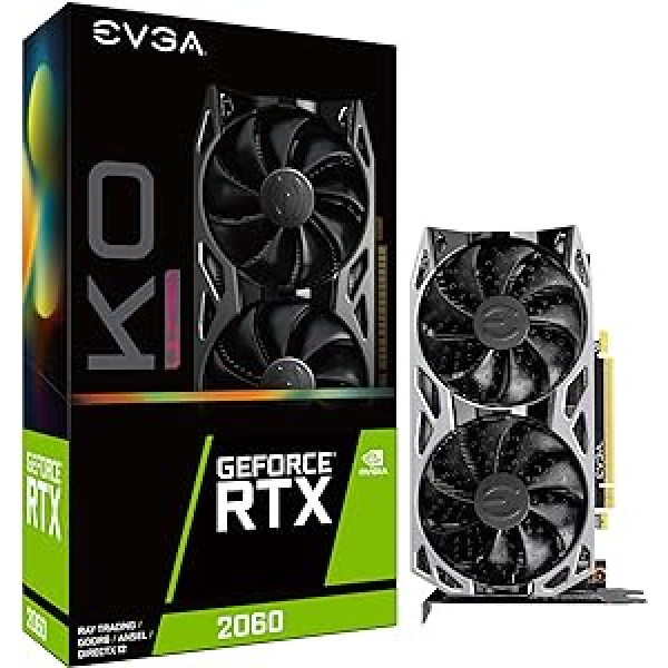 EVGA GeForce RTX 2060 KO Ultra Gaming, 6 GB GDDR6, divi ventilatori, metāla aizmugures plāksne, 06G-P4-2068-KR