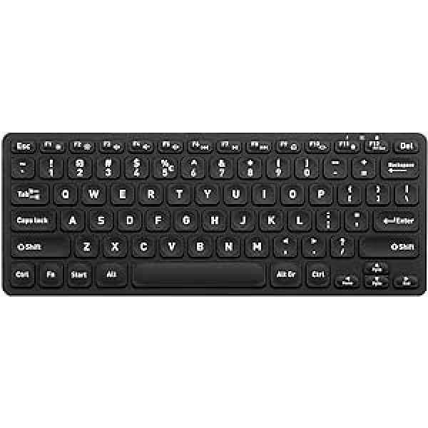 Perixx PERIBOARD-732B bezvadu aizmugurgaismota mini tastatūra — X tipa šķērveida taustiņi — balts aizmugurgaismojums — ASV angļu valodas QWERTY