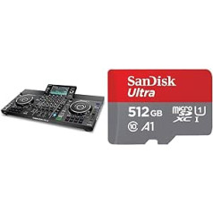 Denon DJ SC LIVE 4 - Standalone DJ Controller, 4-Channel Mixer & SanDisk Ultra Android microSDXC UHS-I Memory Card 512 GB + Adapter