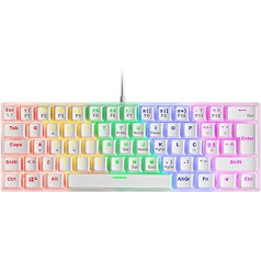 Mars Gaming MK60 White, Mehāniskā spēļu tastatūra FRGB, Antighosting, Switch Mehāniski zils, portugāļu valoda