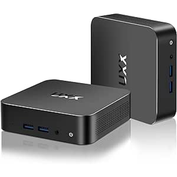 UXX Mini PC atbalsts 512GB SSD paplašinājums, 8GB RAM N5095 Galddators 256GB SSD, Small PC Gaming 4K IPS HD UHD trīskāršs displejs, BT4.2, 2.4/5G WiFi, USB 3.0, birojam/multividei, melns