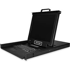 StarTech.com 16 portu plaukta KVM konsole ar 1,8 m kabeļiem — ASV tastatūra (QWERTY), integrēts KVM slēdzis ar 17 collu LCD monitoru — 1 U LCD KVM konsole — OSD KVM — 50 000 MTBF — USB + VGA (RKCONS1716K)