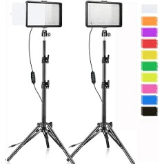 2 Pack 6500K Streaming Light, SEDGEWIN Dimmable USB LED Video Light Video Light with 9 Colour Filters, Adjustable Tripod with Ball Head for Photography/Video Conference Lighting/Streaming