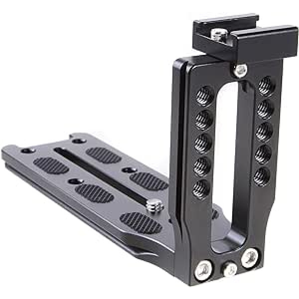 Fotga Universal Metal Vertical Quick Release Plate L-shaped Plate Bracket Holder Handle with Hot Shoe for Canon Nikon Sony Camera Compatible with Arca-Swiss Standard