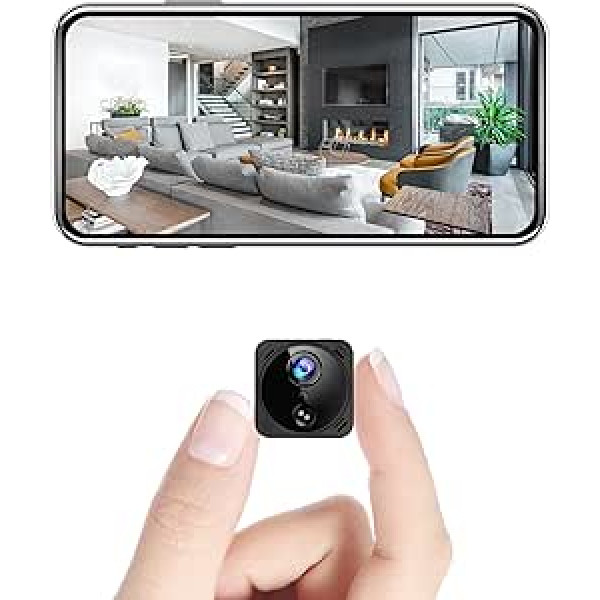 HYCENCY mini kamera 4K WiFi novērošanas kamera tiešraides mobilā tālruņa lietotne WiFi maza drošības kamera iekštelpām ar ilgu akumulatora darbības laiku, mākoņa krātuvi, nakts redzamību, kustības noteikšanu