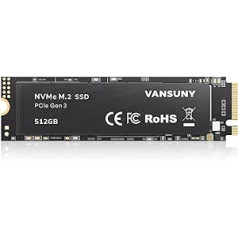 Vansuny SSD 512GB M.2 SSD NVMe SSD iekšējais SSD 512GB M.2 2280 PLCe TLC spēļu datora jaunināšanai