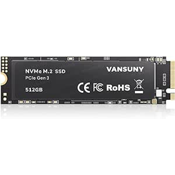 Vansuny SSD 512GB M.2 SSD NVMe SSD vidinis SSD 512GB M.2 2280 PLCe TLC, skirtas žaidimų kompiuteriui atnaujinti