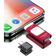 256 GB USB zibatmiņa tālrunim, USB 3.0 Memory Stick ārējās atmiņas paplašinājums operētājsistēmai iOS, zibatmiņas disks 4 vienā zibatmiņā Android mobilajam tālrunim/pad/klēpjdatoram/personālajam datoram, sarkans