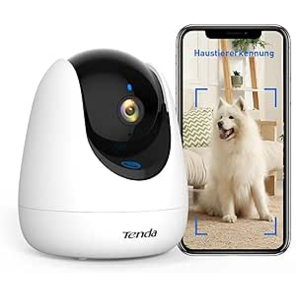 Tenda Pet Camera 2k ar lietotni suņiem un kaķiem, bezmaksas mājdzīvnieka/mazuļa kliedzieni/personas/kustības noteikšana, 360 grādu novērošanas kamera, divvirzienu audio, trauksmes un spiedziņas, nakts redzamība, CP3 Pro