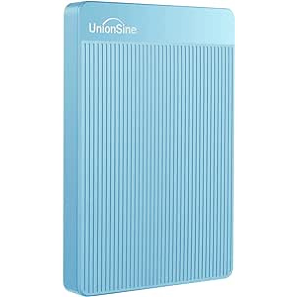 UnionSine ārējais cietais disks 320 GB īpaši plāns portatīvais 2,5 collu USB 3.0 SATA cietā diska krātuve personālajam datoram, Mac, galddatoram, klēpjdatoram, Wii U, Xbox, PS4, (zils) HD2510