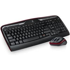 Logitech MK330 bezvadu tastatūras un peles komplekts, 2,4 GHz savienojums, izmantojot USB Unifying uztvērēju, 4 programmējami G-taustiņi, akumulatora darbības laiks no 12 līdz 24 mēnešiem, dators/klēpjdators, Šveices QWERTY izkārtojums - melns