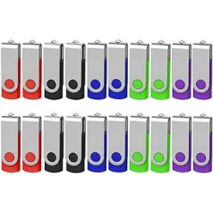 USB zibatmiņas kartes 128 MB komplektā 20 AreTop Memory Stick USB 2.0 Pen Drives 360° grozāms metāla dizains ar virvēm datu glabāšanai, failu koplietošanai