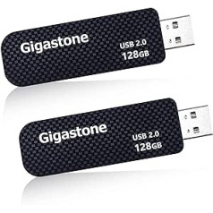 Gigastone V30 USB zibatmiņas disks 128 GB Pack of 2 Memory Stick USB 2.0 datoram/planšetdatoram/televizoram/automašīnai (melns)