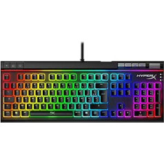 HyperX Alloy Elite 2 — mehāniskā spēļu tastatūra, programmatūras vadāms apgaismojums un makro regulēšana, ABS Pudding taustiņu vāciņi, multivides vadība, RGB fona apgaismojums. Lineārais slēdzis, sarkans