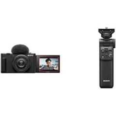 Sony ZV-1II videologu kamera, digitālā kamera (platleņķa tālummaiņas objektīvs, regulējams displejs video ierakstīšanai, 4K video, daudzvirzienu mikrofons) + Bluetooth rokturis