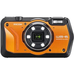 RICOH WG-6 oranža ūdensnecaurlaidīga kamera ar augstas izšķirtspējas attēliem ar 20MP 3 collu LCD, ūdensizturīgs līdz 20 m, triecienizturīgs līdz 2,1 m augstumam, zemūdens režīma gredzens ar 6 gaismas diodēm makro fotografēšanai