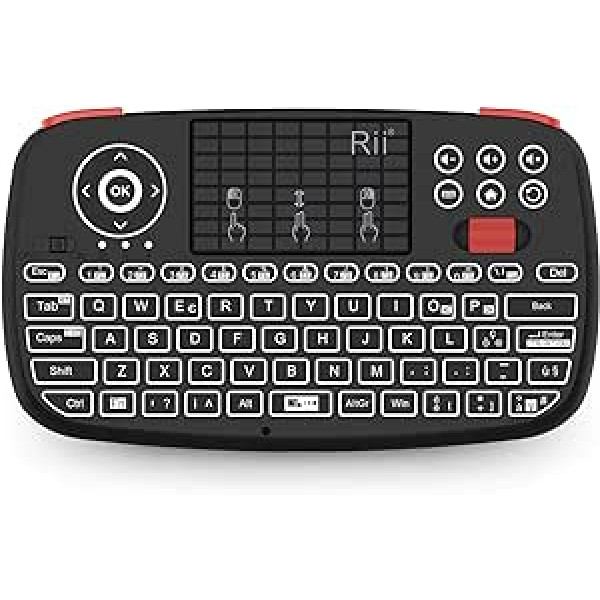 Rii Mini i4 Wireless + Bluetooth (Italian Layout) - Mini Backlit Keyboard with Touchpad Compatible with Smart TV, TV Box, Tablet, Smartphone, Console, PC, Fire TV, Raspberry