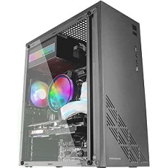 Mars Gaming MC100 ATX Gaming Case, 1 x 9 cm FRGB Fan, Convect-Cool Ventilation, Grilles and Window, Black