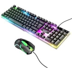 HOCO spēļu komplekts — tastatūra + peles apgaismojums RGB lieliski kvēlojošs GM11 melns — īpaši jutīga tastatūra