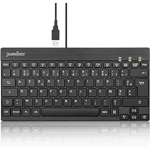 Perixx PERIBOARD-426 Mini Keyboard with USB Cable French AZERTY Black